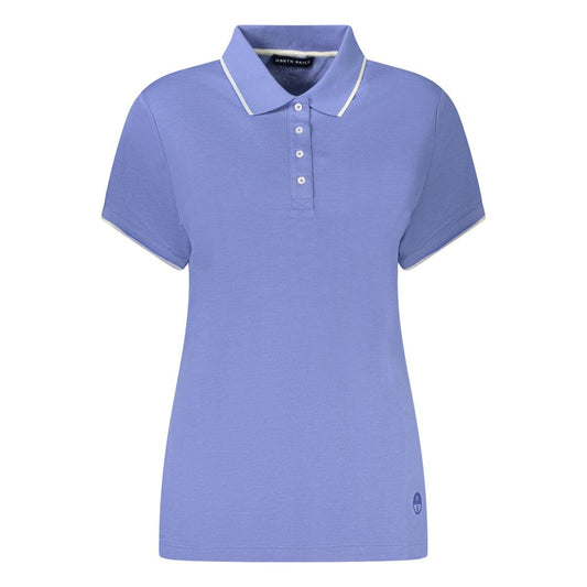 Blue Cotton Women Polo Shirt