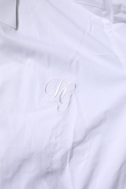 White Long Sleeves Dress GOLD Formal Shirt