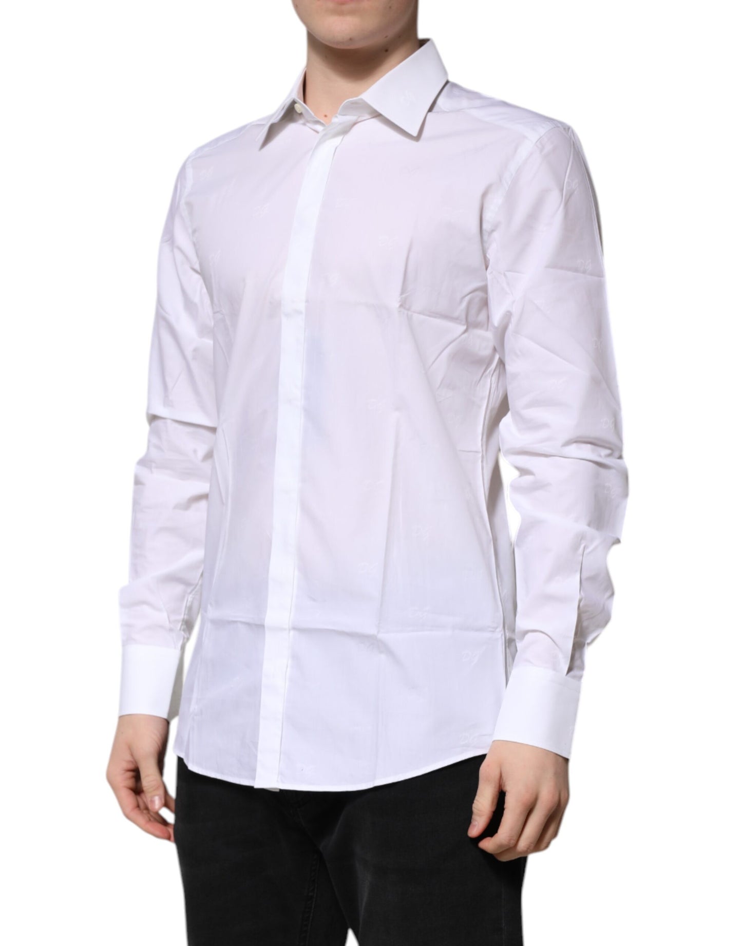 White Cotton GOLD Long Sleeves Formal Shirt