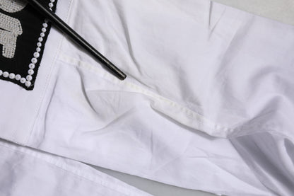 White Cotton GOLD Long Sleeves Formal Shirt