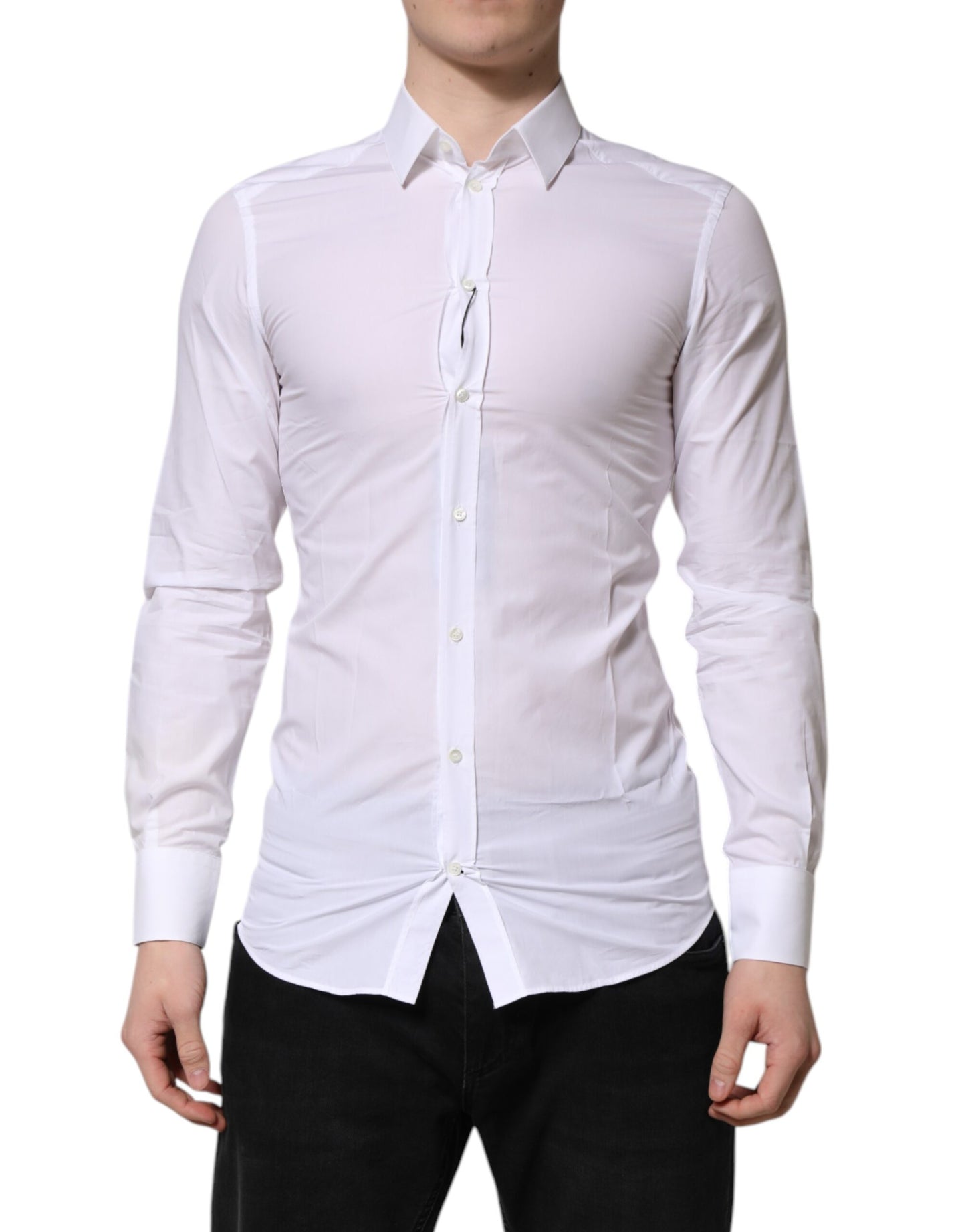 White GOLD Long Sleeves Dress Men Formal Shirt