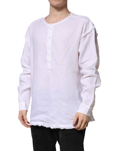 White Linen Long Sleeves Casual Men Shirt