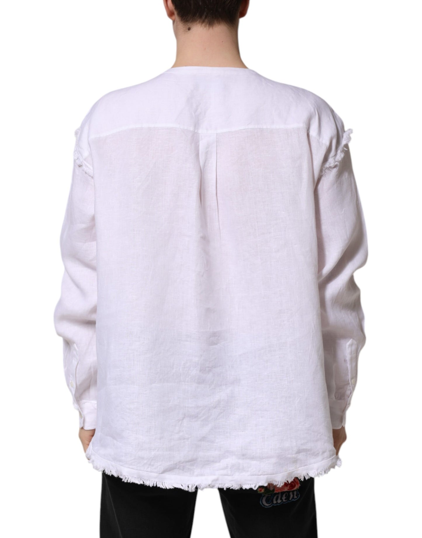 White Linen Long Sleeves Casual Men Shirt