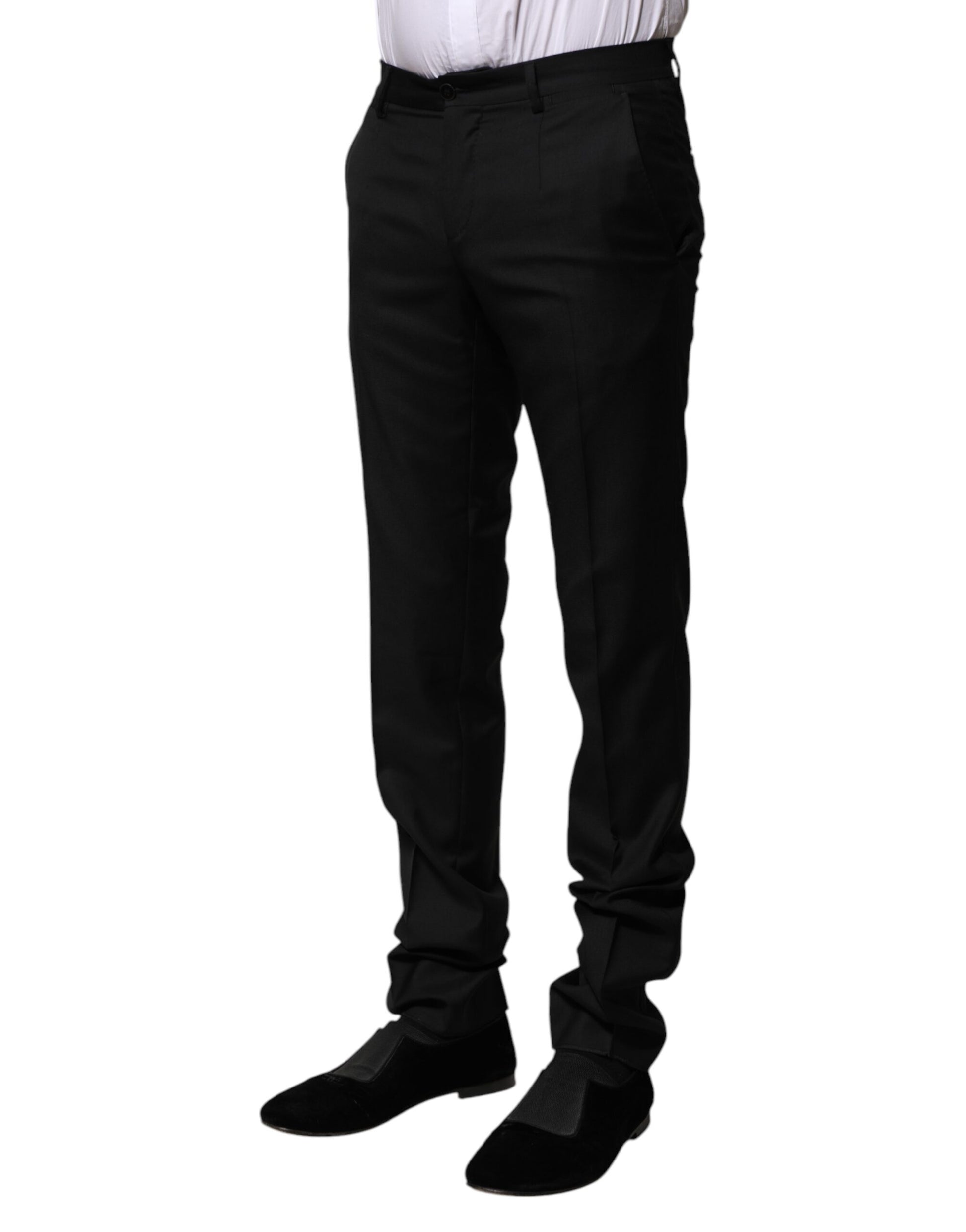 Black Wool Formal Men Slim Pants