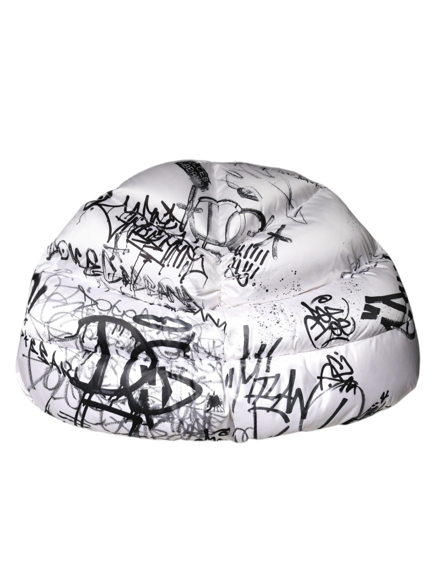 White Polyester Printed Hood Quilted Hat