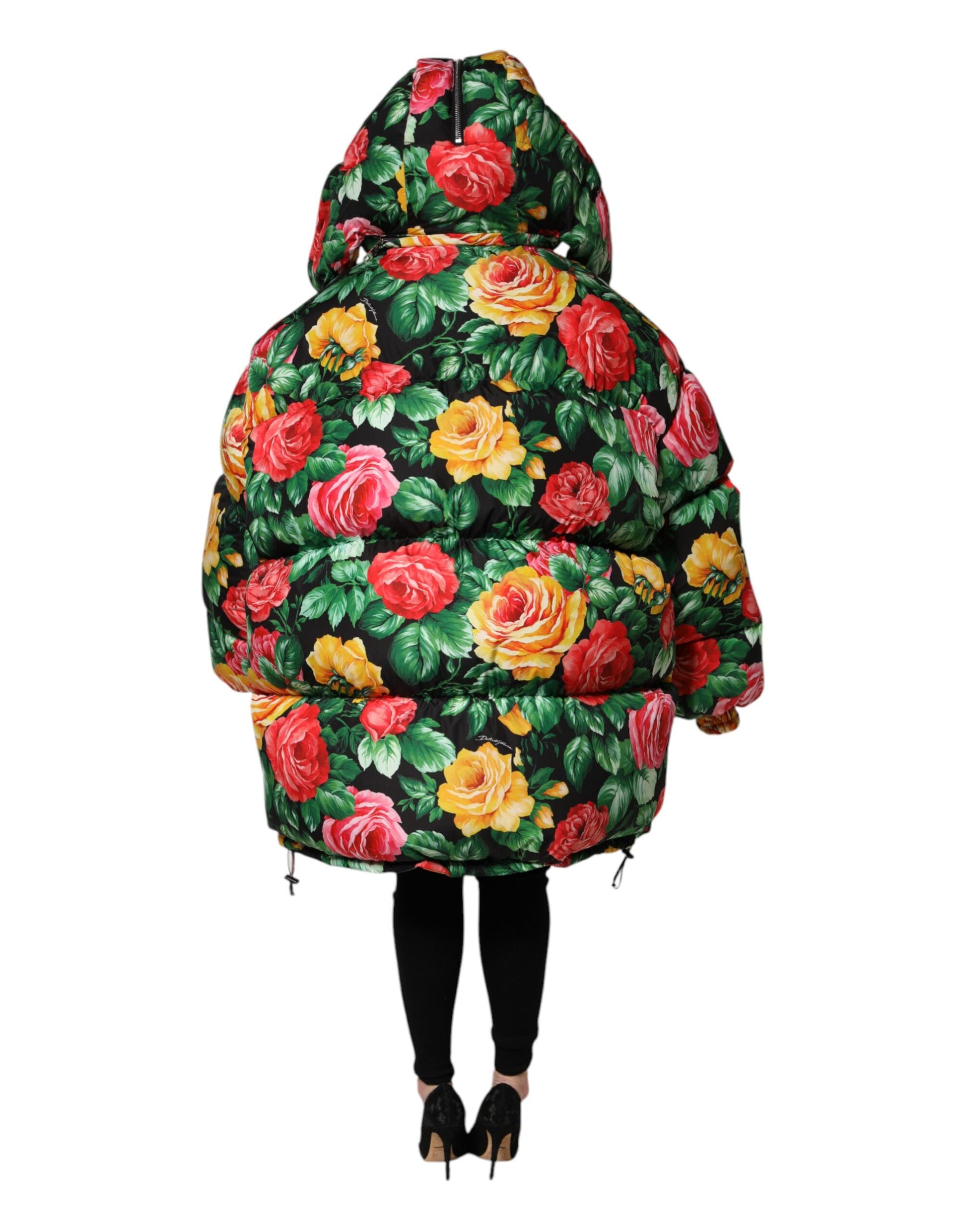 Multicolor Floral Puffer Hooded Jacket