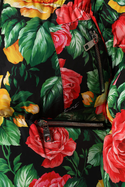 Multicolor Floral Puffer Hooded Jacket