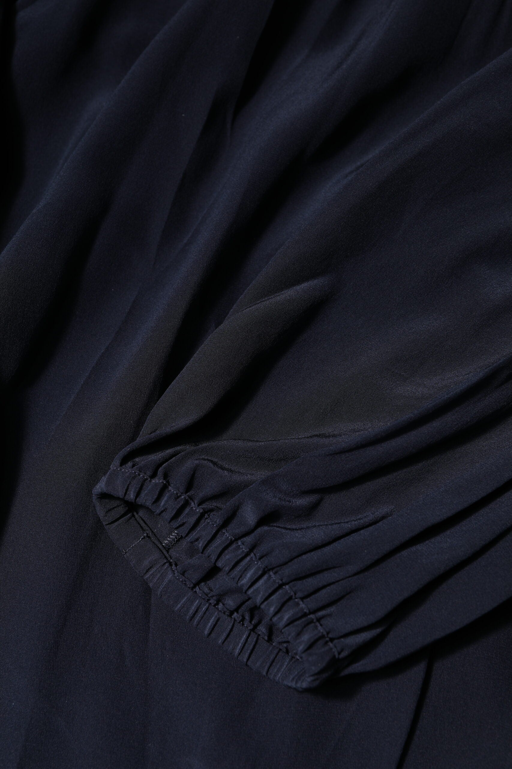 Blue Silk Mock Neck Long Sleeves Blouse Top