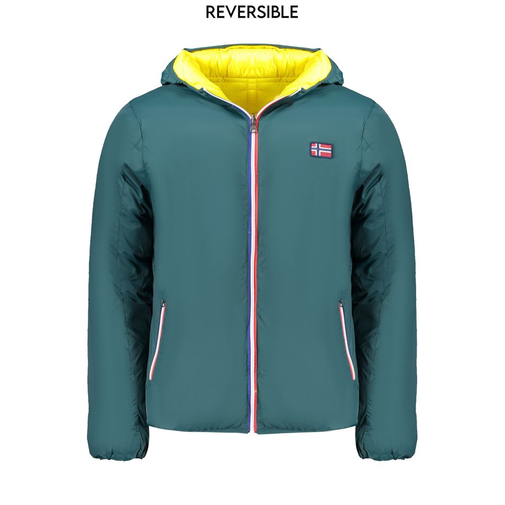 Green Polyamide Men Reversible Jacket