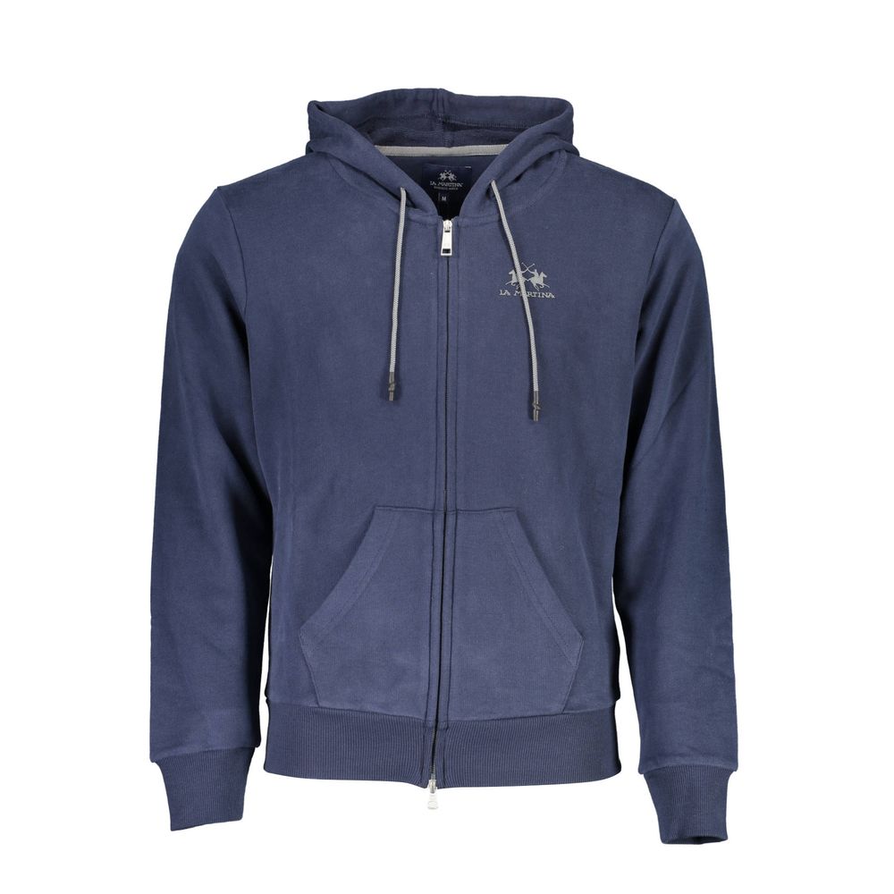 Blue Cotton Men's Hooded Sweater