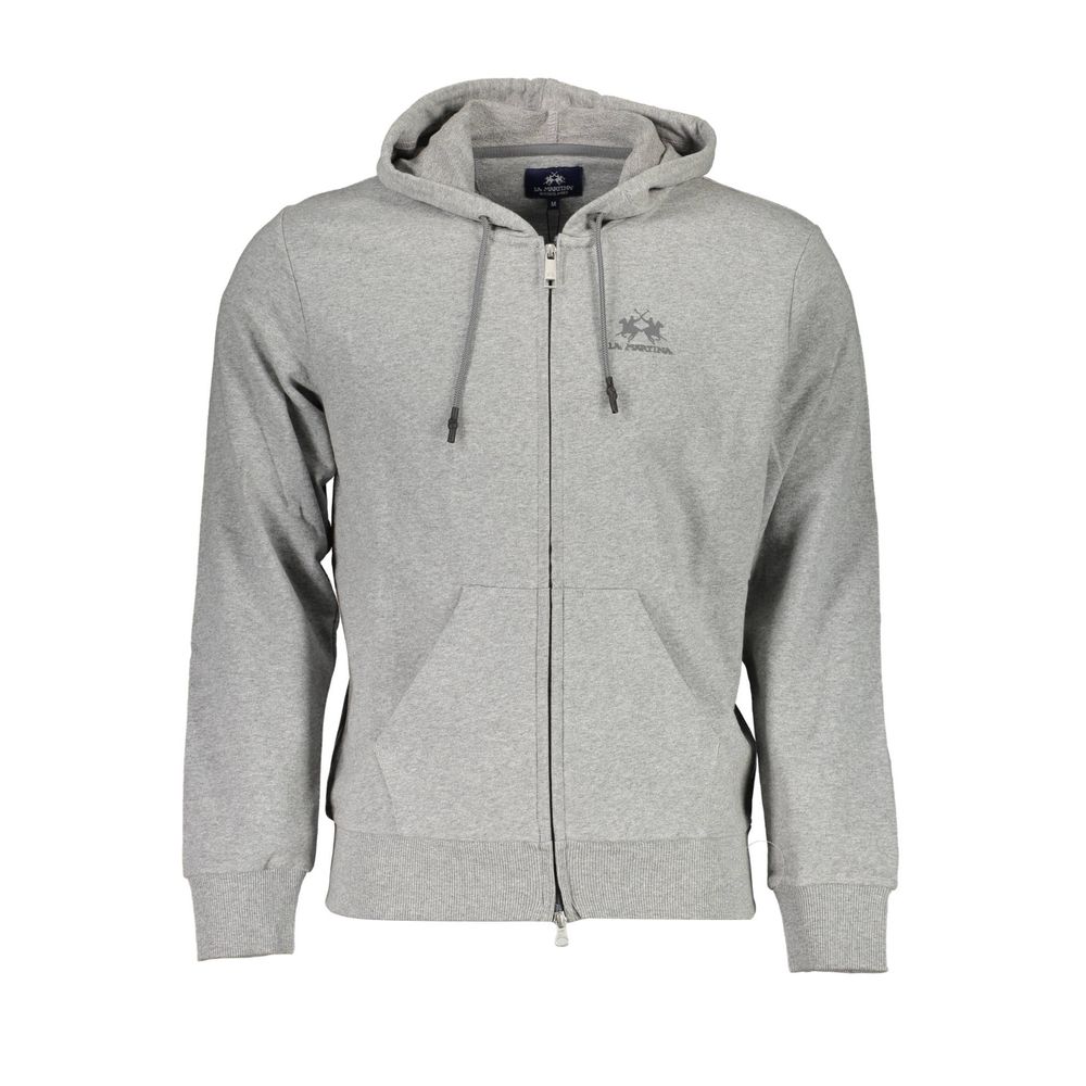 Gray Cotton Men Sweater with Hood
