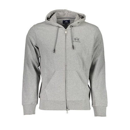 Gray Cotton Men Sweater with Hood
