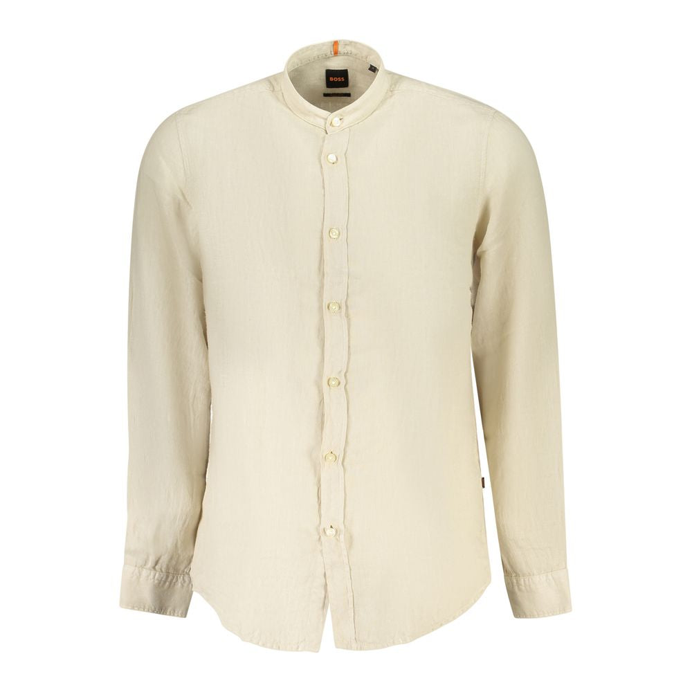 Beige Linen Men Shirt