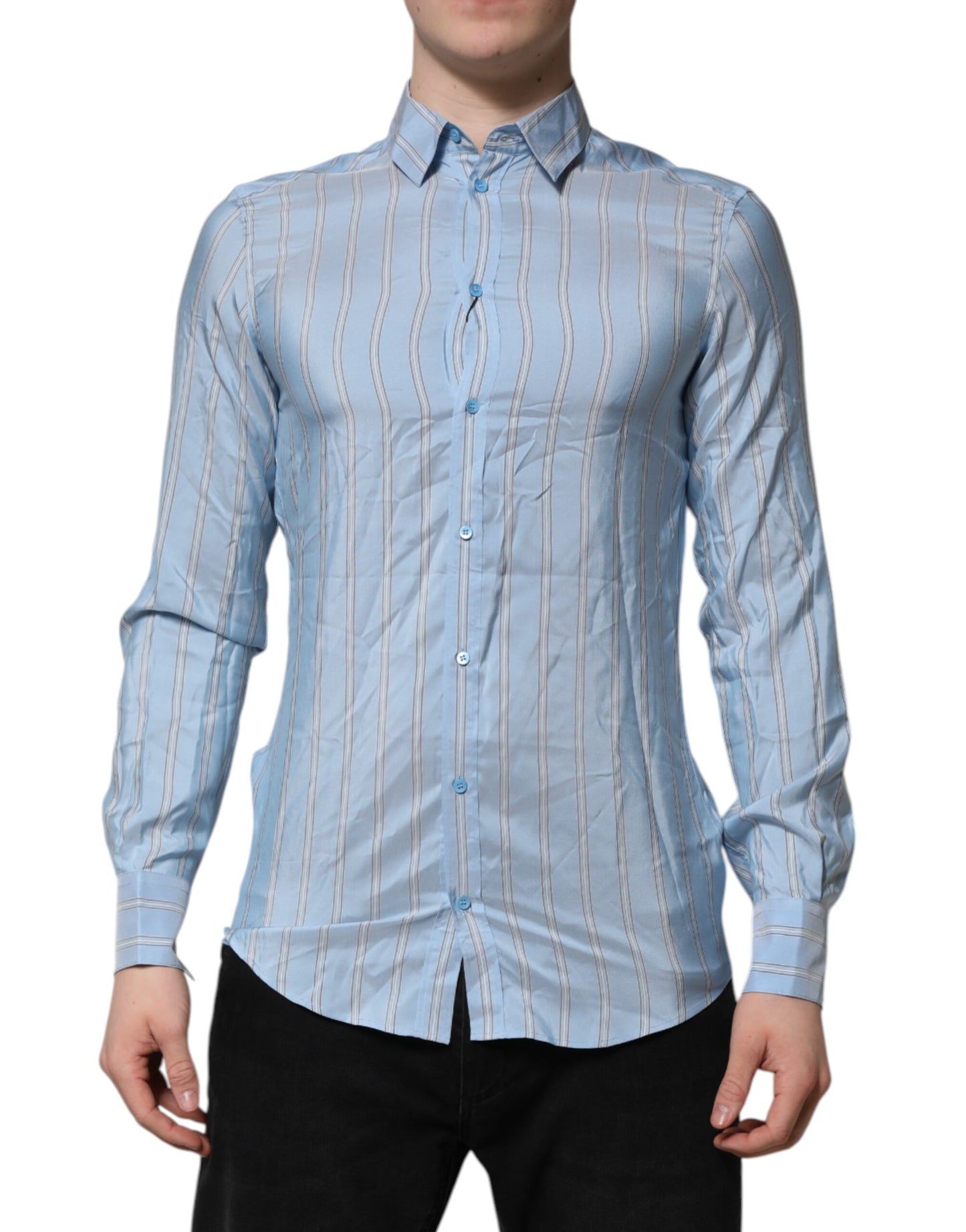 Blue Striped MARTINI Long Sleeves Dress Shirt