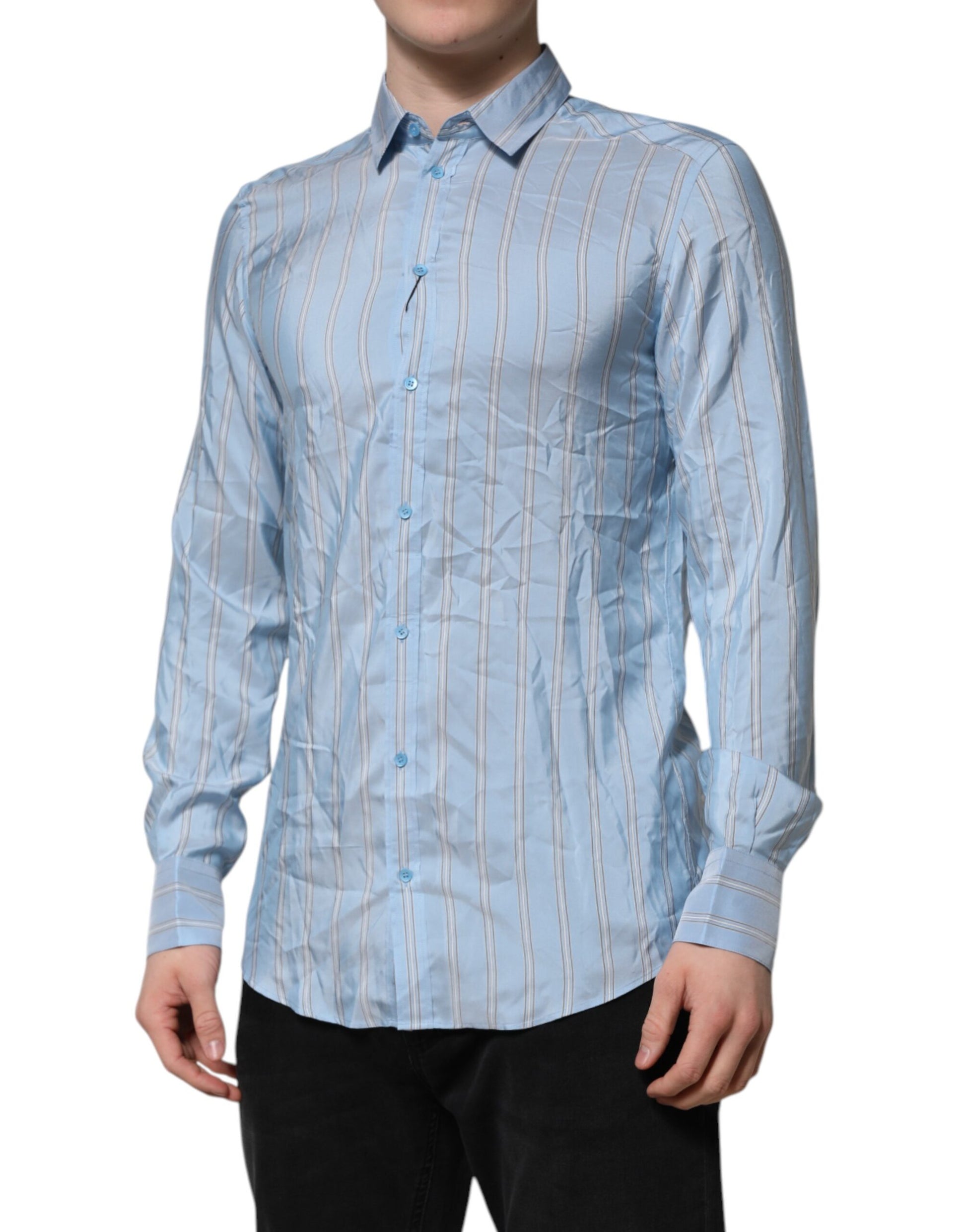 Blue Striped MARTINI Long Sleeve Dress Shirt