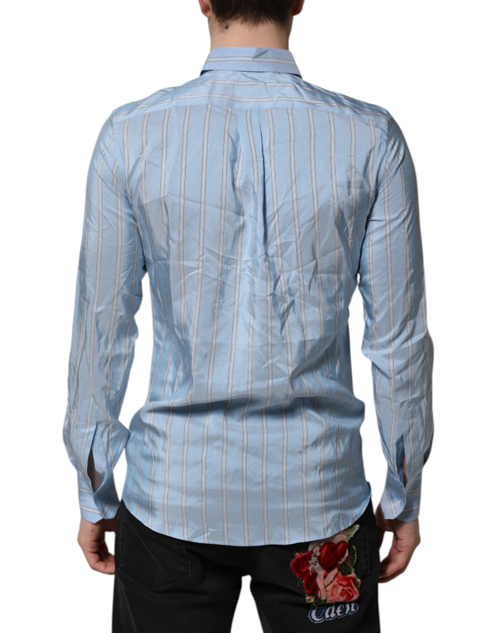 Blue Striped MARTINI Long Sleeves Dress Shirt