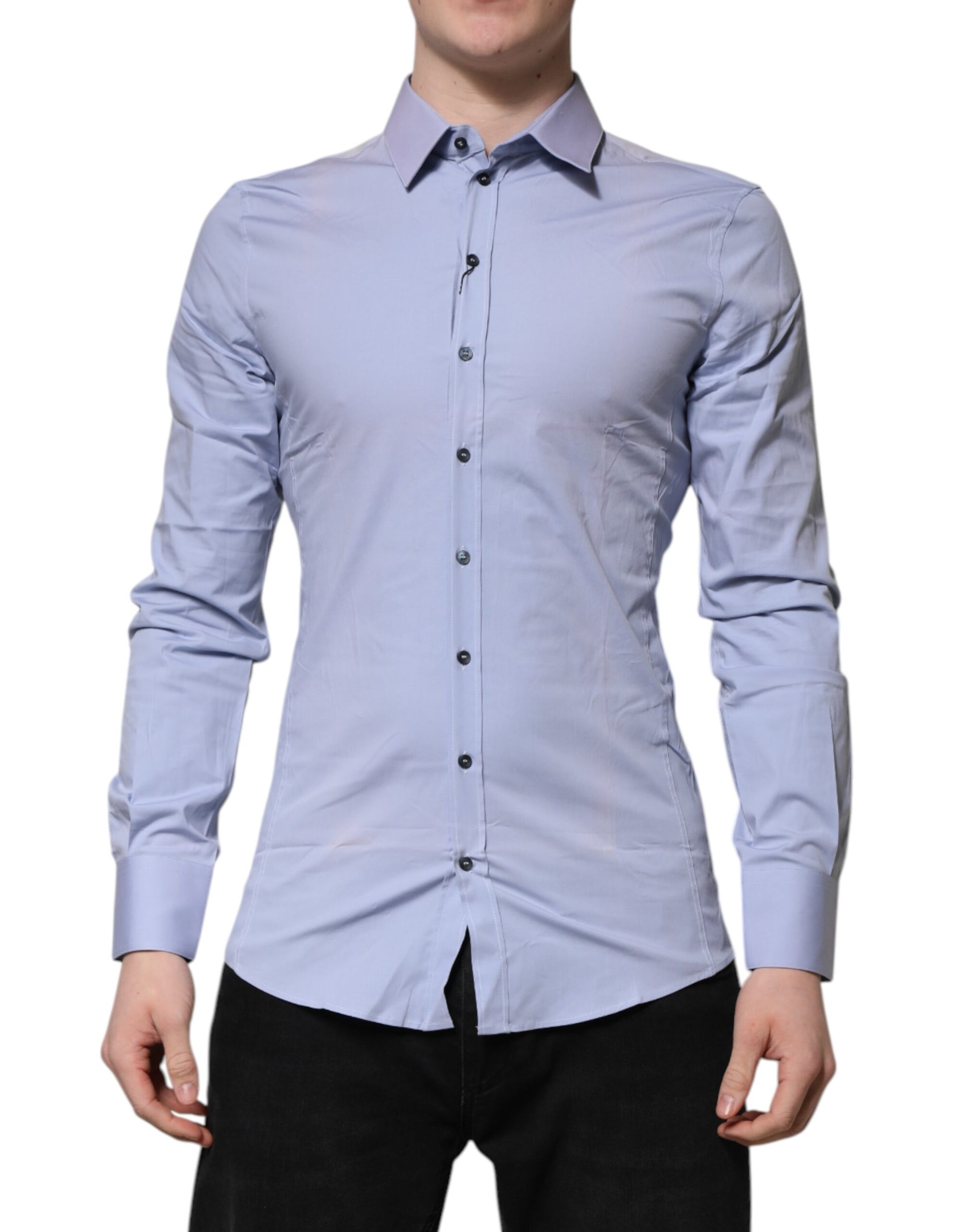 Blue Cotton SICILIA Long Sleeves Dress Shirt
