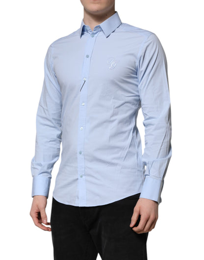 Sky Blue Cotton GOLD Long Sleeves Dress Shirt