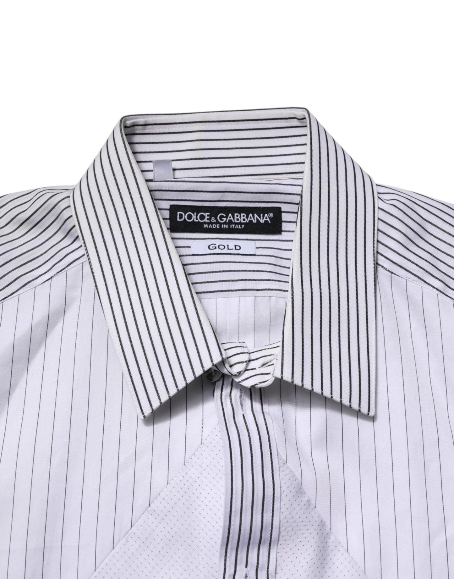White Striped GOLD Long Sleeves Dress Shirt