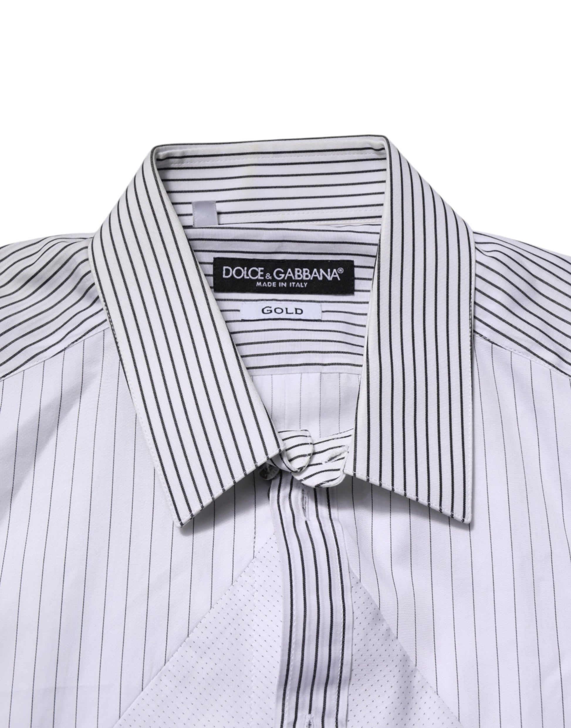 White Striped GOLD Long Sleeves Dress Shirt