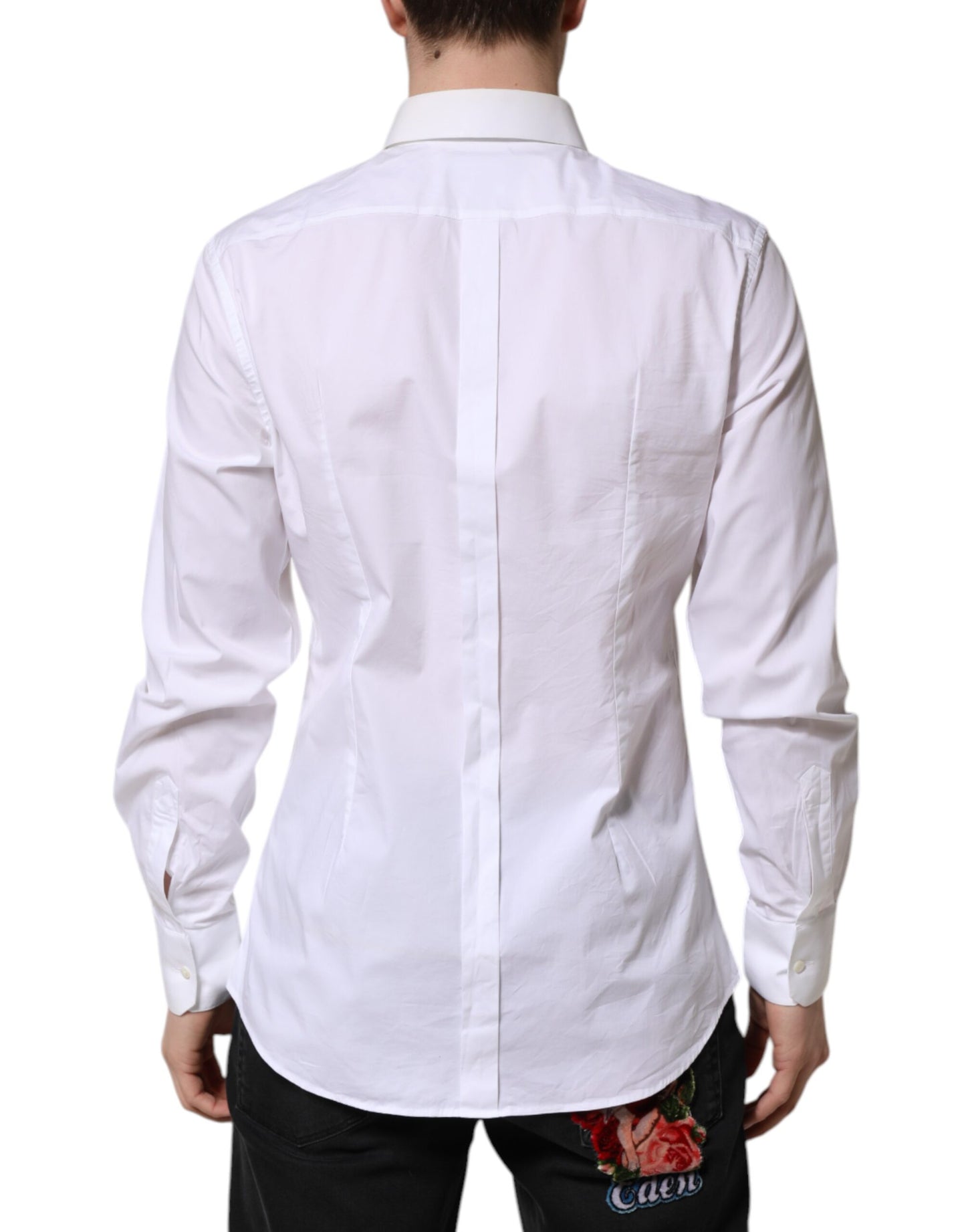 White Cotton GOLD Long Sleeves Dress Shirt