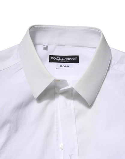 White Cotton GOLD Long Sleeves Dress Shirt