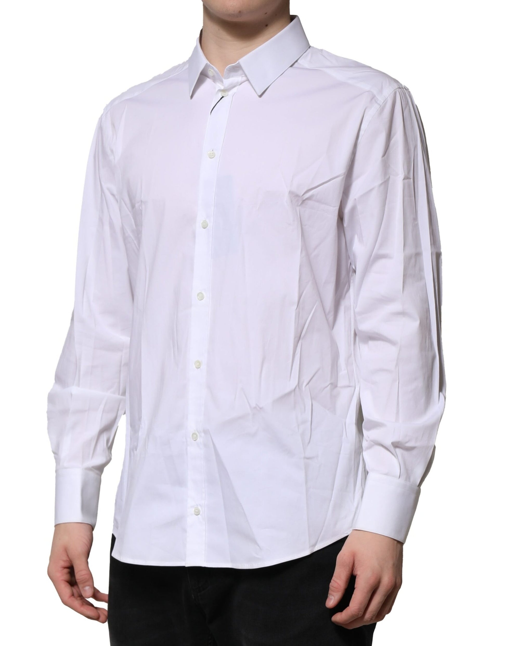 White Cotton GOLD Long Sleeves Dress Shirt
