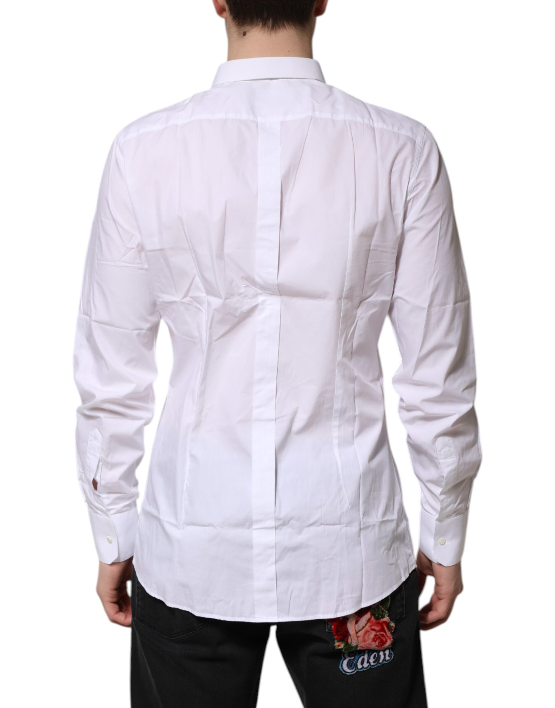 White Cotton GOLD Long Sleeves Dress Shirt