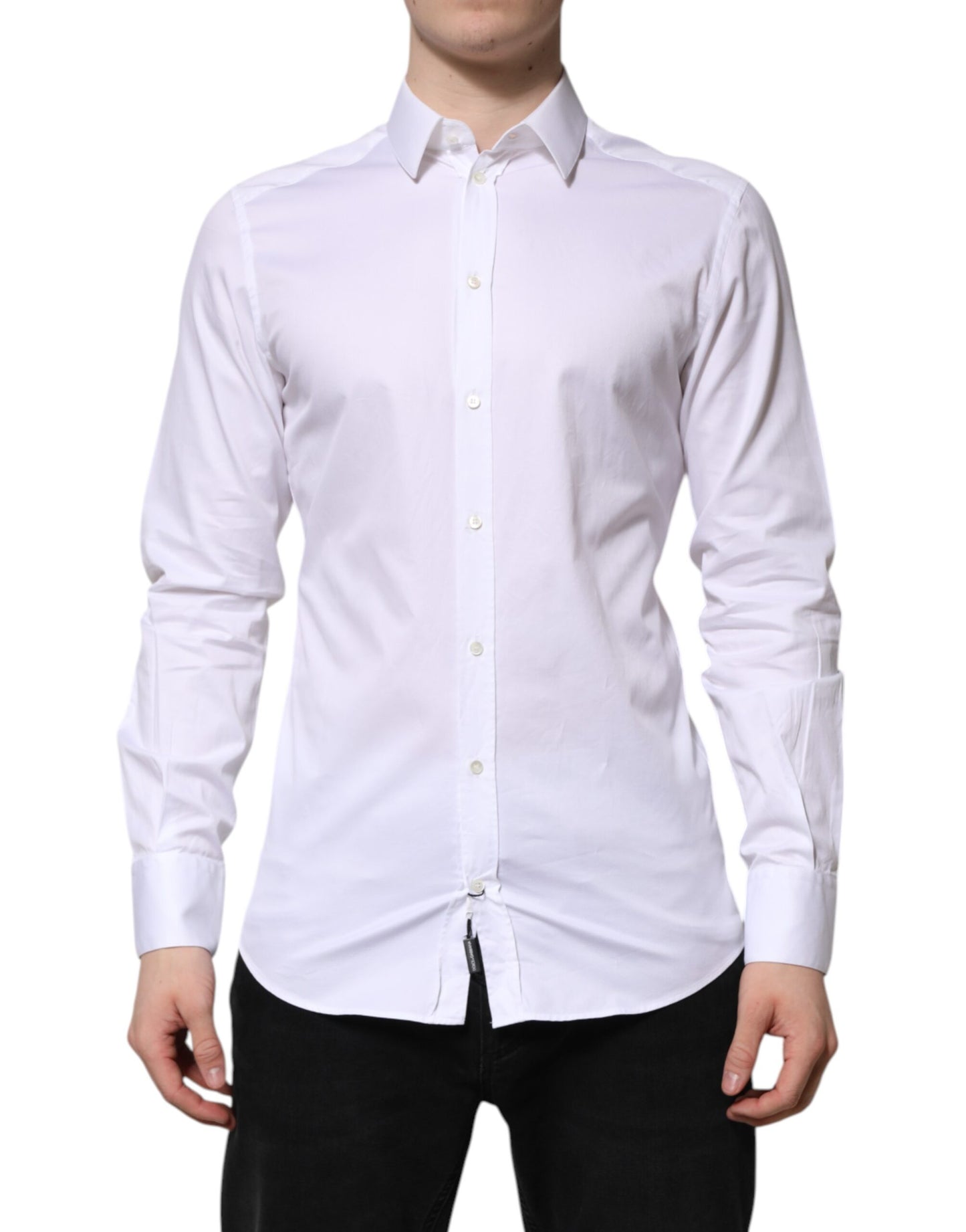 White Cotton GOLD Long Sleeve Men Dress Shirt