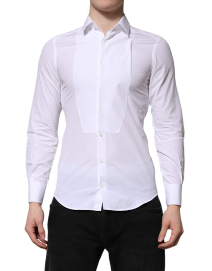White Cotton GOLD Long Sleeves Men Dress Shirt