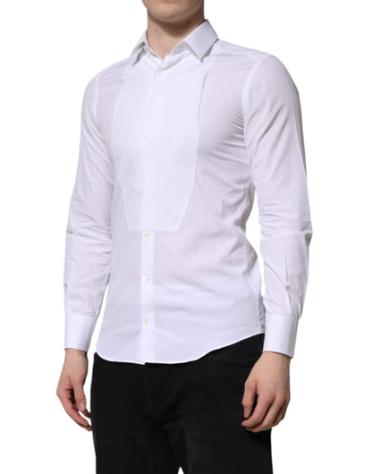 White Cotton GOLD Long Sleeves Men Dress Shirt