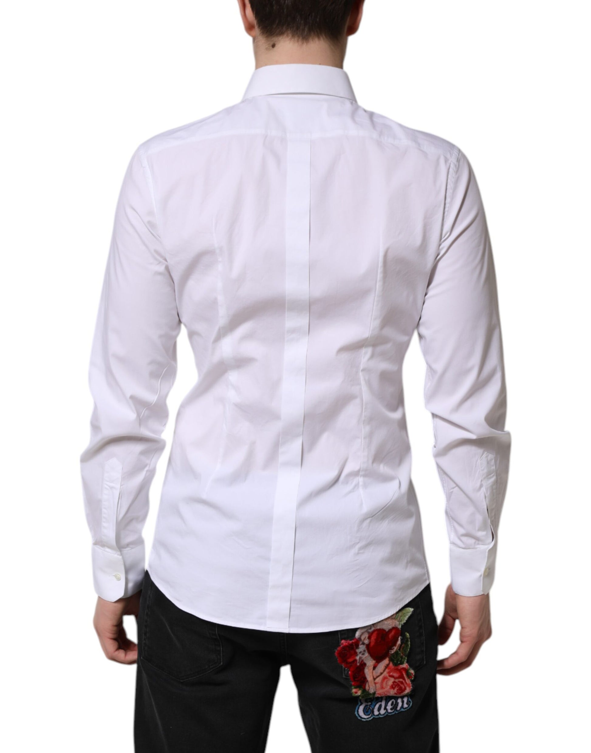White Cotton GOLD Long Sleeves Dress Shirt