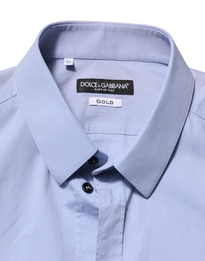 Blue Cotton GOLD Long Sleeves Dress Shirt