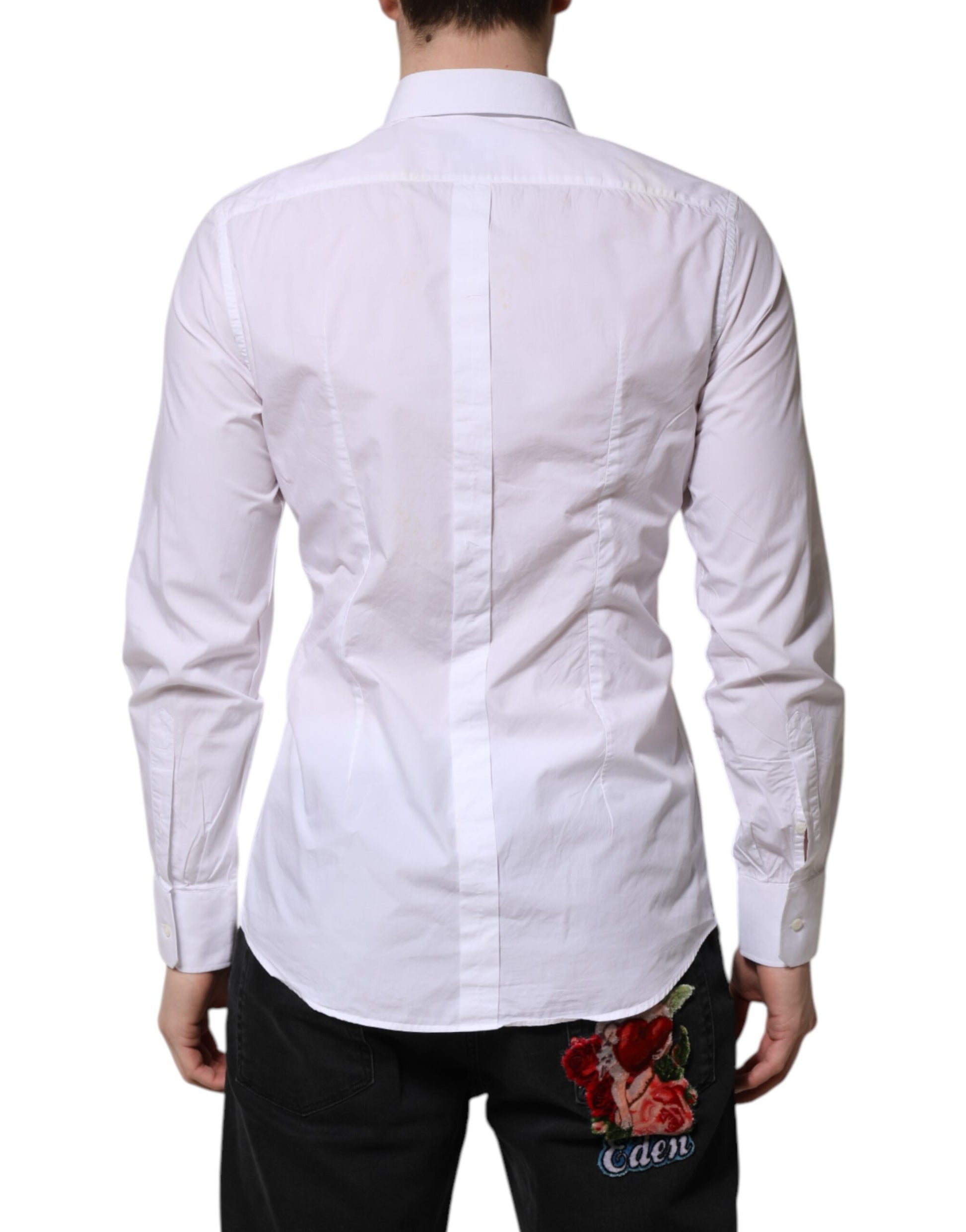 White Cotton GOLD Long Sleeves Dress Shirt