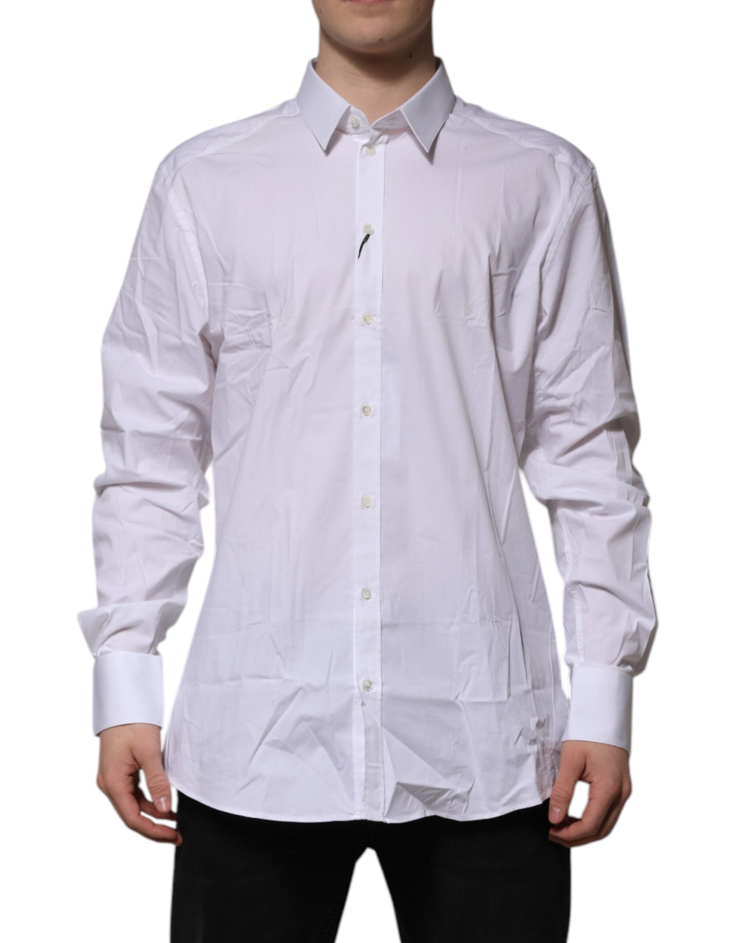 White Cotton GOLD Long Sleeves Dress Shirt