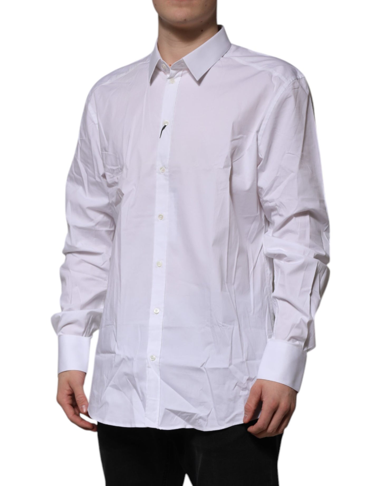 White Cotton GOLD Long Sleeves Dress Shirt