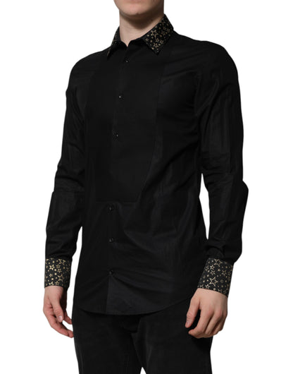 Black Cotton GOLD Long Sleeves Dress Shirt