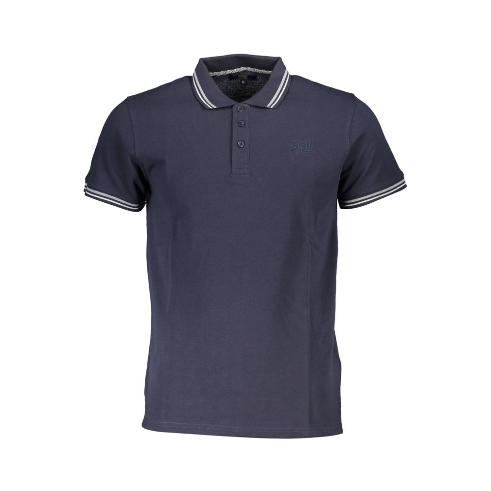 Blue Cotton Men Polo Shirt