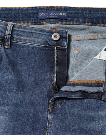 Blue Washed Cotton Low Waist Denim Jeans