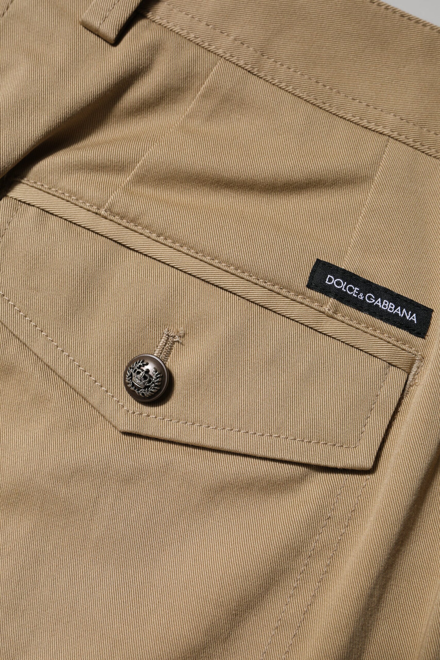 Brown Cotton Cargo Tapered Pants