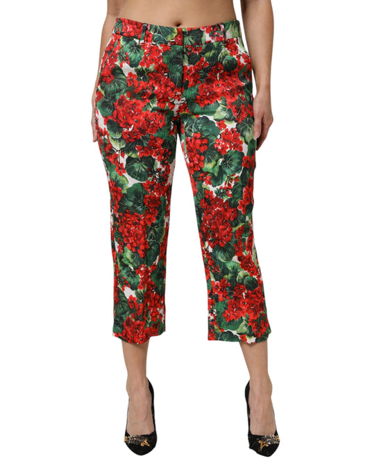 Multicolor Floral Print Cropped Pants