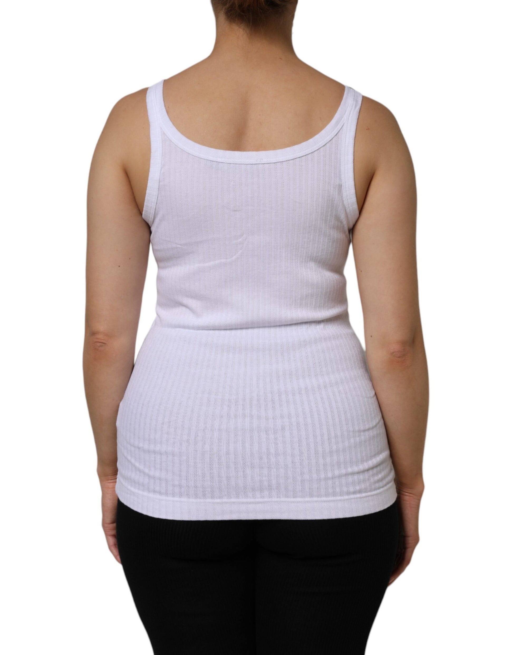 White Cotton Round Neck Sleeveless Tank Top