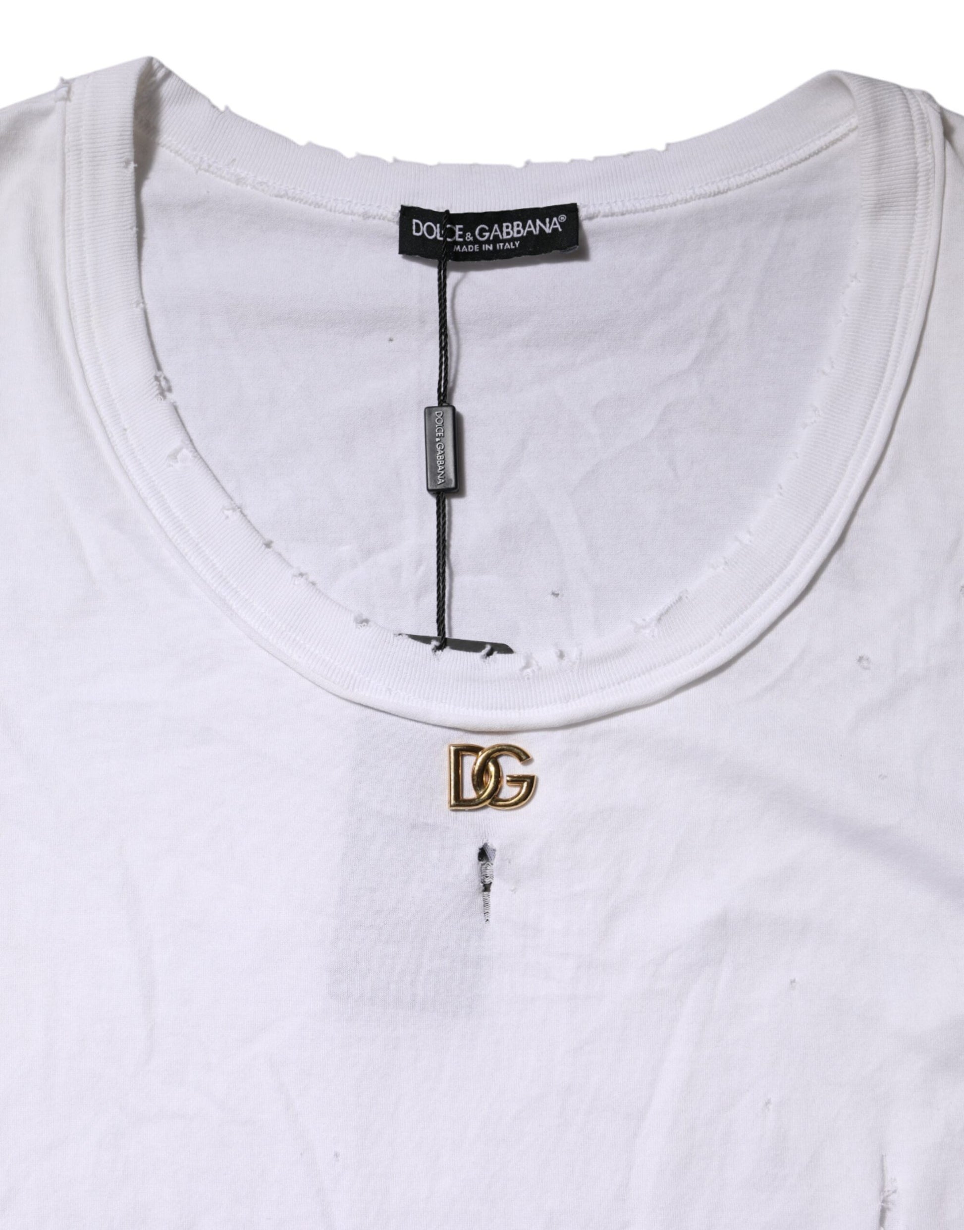 White Cotton Sleeveless Round Neck Tank Top