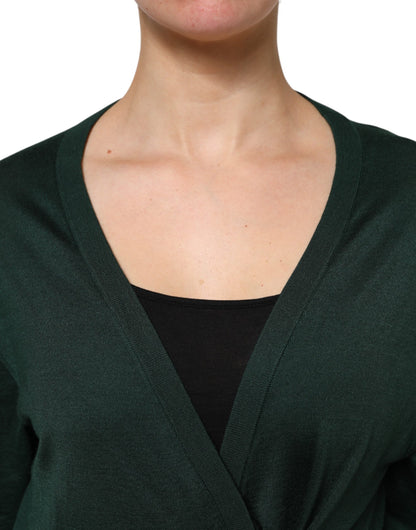 Dark Green Cashmere Silk Cardigan Sweater