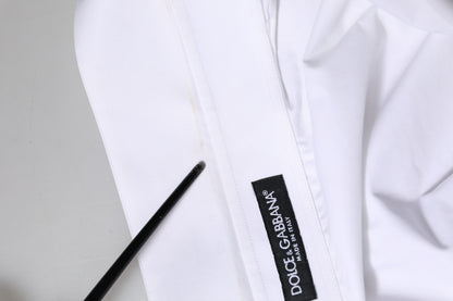 White Cotton Collared Shirt Long Sleeve Top