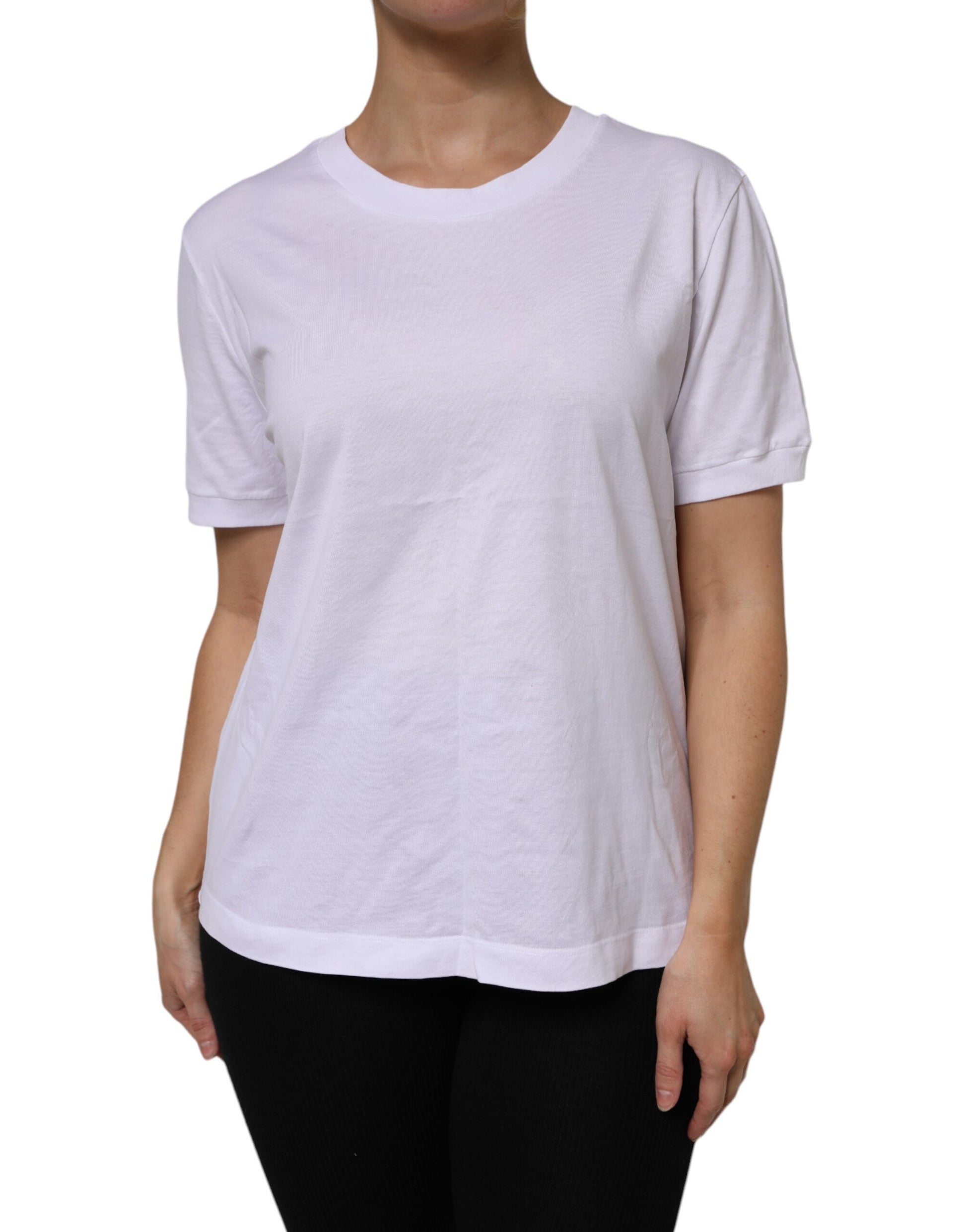 White Cotton Short Sleeve Round Neck T-shirt
