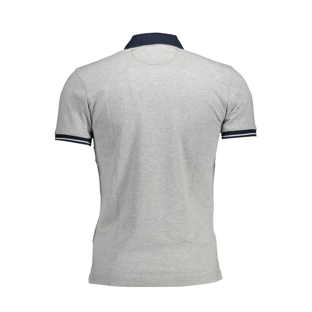 Gray Cotton Men Polo Shirt