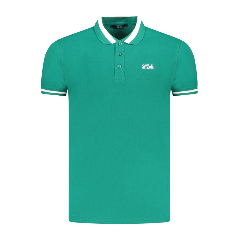 Green Cotton Men Polo Shirt