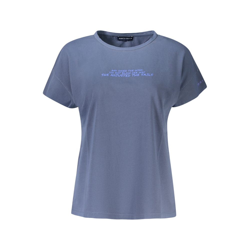 Blue Cotton Women T-Shirt