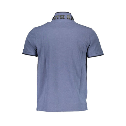 Blue Cotton Men Polo Shirt